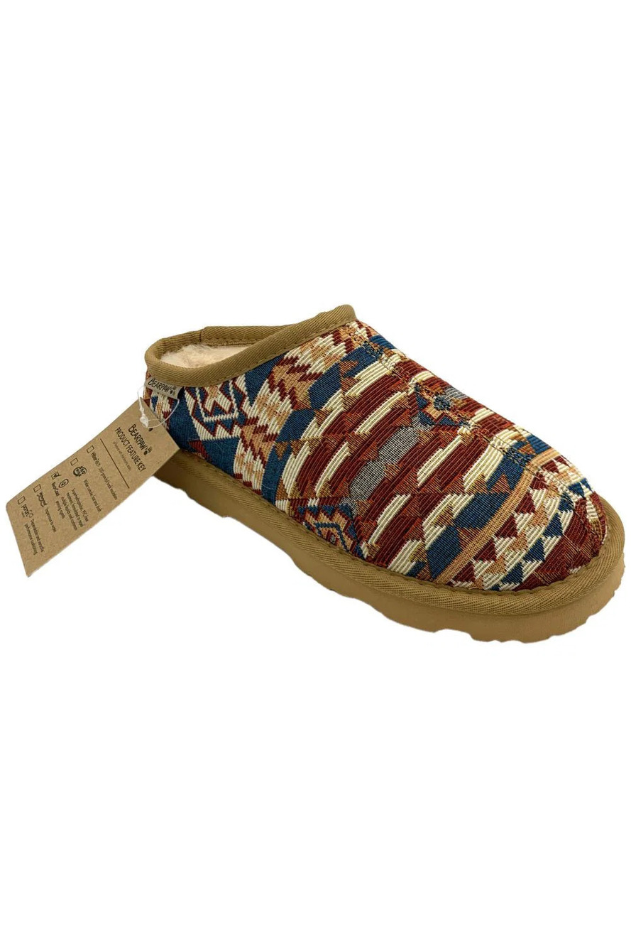 BEARPAW Women's Tabitha Calico Textile Clog Iced Coffee - Medium